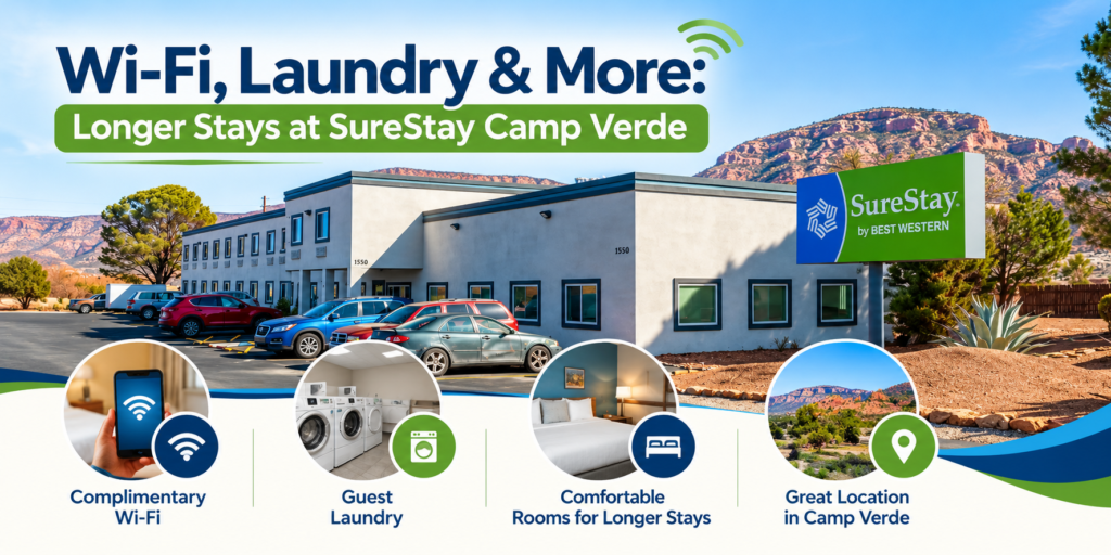 Single King Bedroom at SureStay Camp Verde, an extended stay hotel in Camp Verde, AZ
